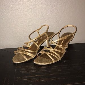 Bronze strappy high heel shoe, Nina, ladies 10 M
